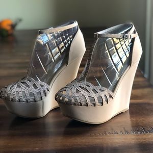 Cream rhinestone wedges